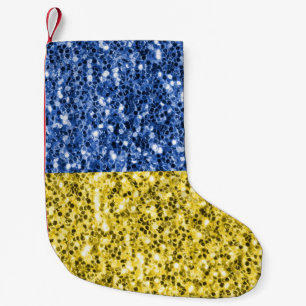 Petite Chaussette De Noël Drapeau bleu jaune Ukraine parties scintillant fau