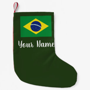 Petite Chaussette De Noël Drapeau Brasilien personnalisé Bas de Noël