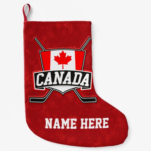 Petite Chaussette De Noël Drapeau canadien Hockey de Noël Stocker (Devant)