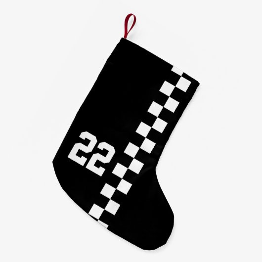 Petite Chaussette De Noël Drapeau De Course Personnalisé Noir Et Blanc (Devant (Accrochage))