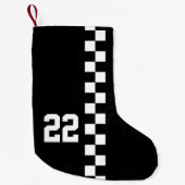 Petite Chaussette De Noël Drapeau De Course Personnalisé Noir Et Blanc (Devant)