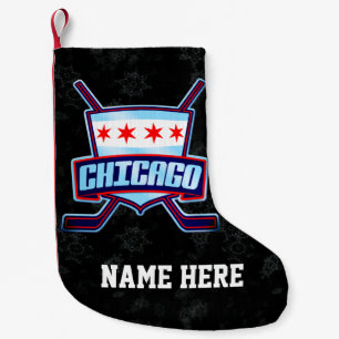 Petite Chaussette De Noël Drapeau de hockey de Chicago Stocker, Personnalise