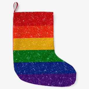 Petite Chaussette De Noël Drapeau de la Rainbow Pride Parties scintillant Fa