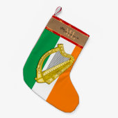 Petite Chaussette De Noël Drapeau irlandais, Irlande, monogramme, harpe (Devant (Accrochage))