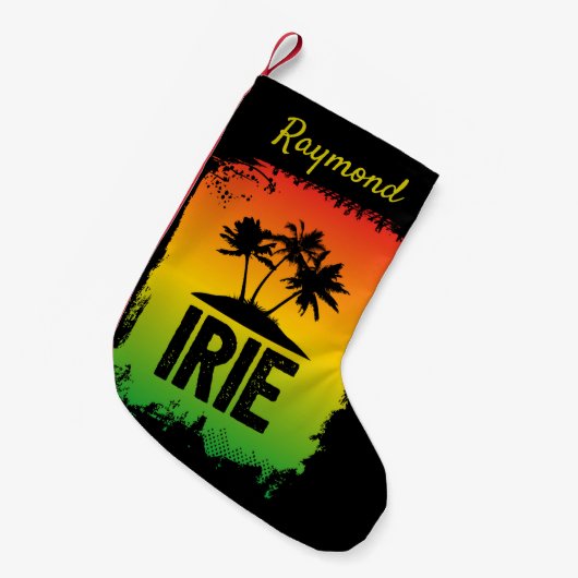 Petite Chaussette De Noël Drapeau jamaïcain Rastafarian IRIE Rasta (Devant (Accrochage))
