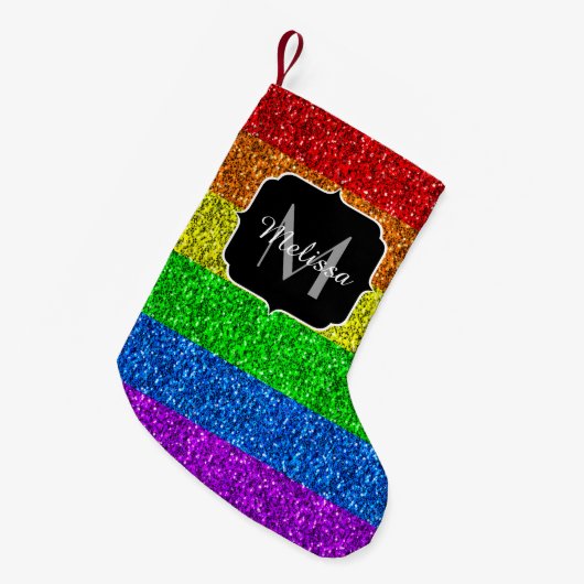 Petite Chaussette De Noël Drapeau LGBT vibrante parties scintillant arc-en-c (Devant (Accrochage))