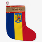 Petite Chaussette De Noël Drapeau roumain, Roumanie, monogramme (Devant)