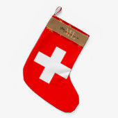 Petite Chaussette De Noël Drapeau suisse, Suisse, monogramme (Devant (Accrochage))