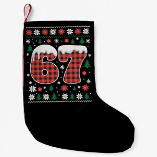 Petite Chaussette De Noël Drôle 67 Six Sept Mème Cringe Noël Carreaux Rouges