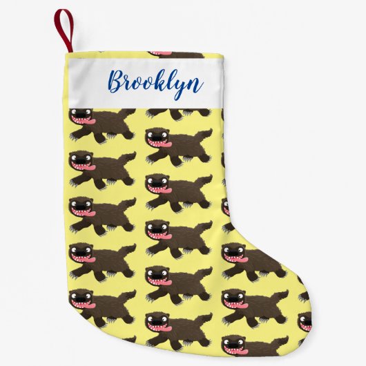 Petite Chaussette De Noël Drôle animal avide de carcajou (Devant)