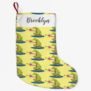 Petite Chaussette De Noël Drôle dessin animé de grenouille et mouche