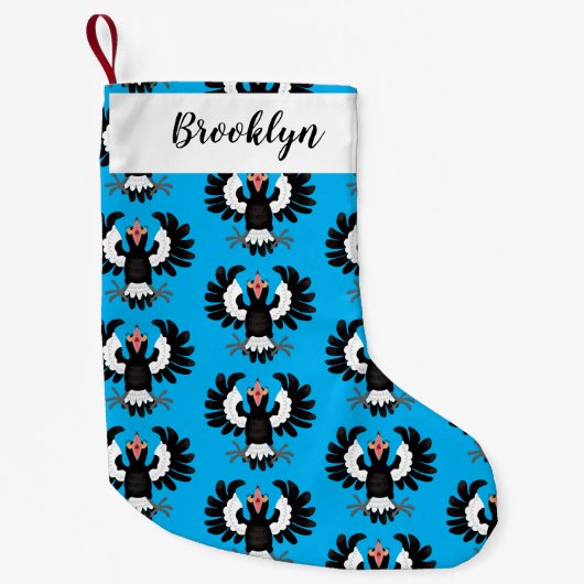 Petite Chaussette De Noël Drôle dessin animé de Magpie australienne (Devant)