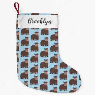 Petite Chaussette De Noël Drôle joyeux yak mangeant de l'herbe dessin d'illu