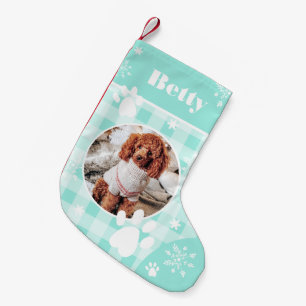 Petite Chaussette De Noël Drôle mignon chien flanelle turquoise photo de ani
