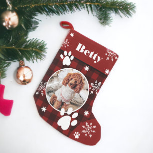 Petite Chaussette De Noël Drôle mignon chien rouge noir plaid chien photo No