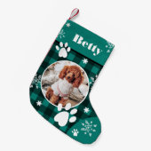 Petite Chaussette De Noël Drôle mignon chien vert plaid chien photo Noël (Devant (Accrochage))