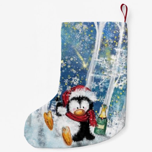 Petite Chaussette De Noël Drôle Noël Stocker avec Happy Party Penguin (Dos)