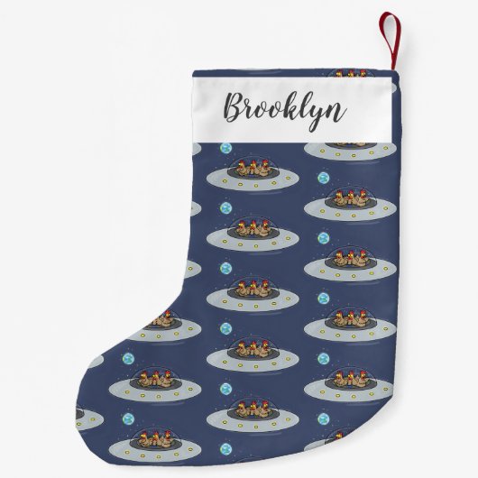 Petite Chaussette De Noël Drôle poule dans l'espace dessin animé (Dos)