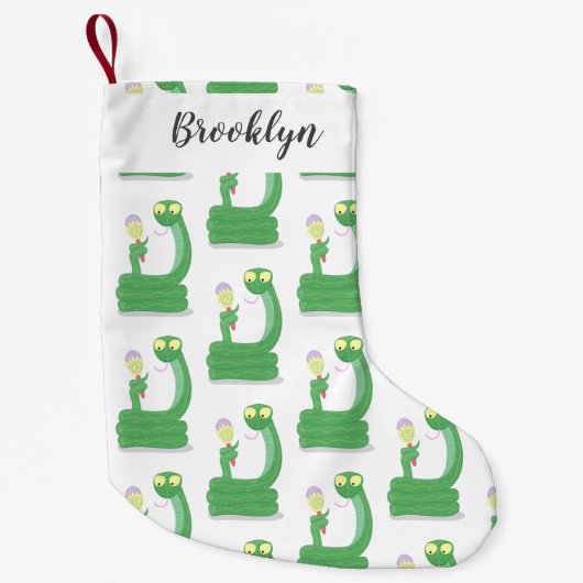Petite Chaussette De Noël Drôle serpent vert avec caricature maraca (Devant)