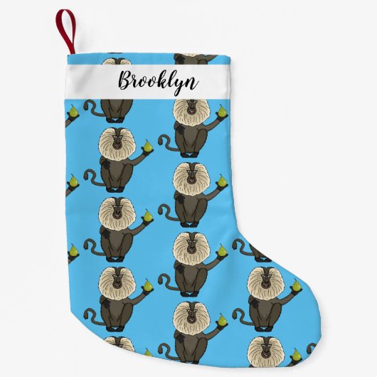 Petite Chaussette De Noël Drôle singe-singe macaque à queue de lion (Devant)