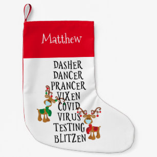 Petite Chaussette De Noël Drôles noms de rennes 2020 Covid Personnalisé
