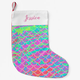 Petite Chaussette De Noël Échelle de sirène multirose personnalisée