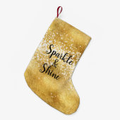 Petite Chaussette De Noël Éclat blanc d'étincelle d'or (Devant (Accrochage))