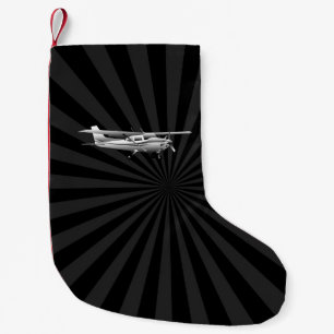 Petite Chaussette De Noël Éclat volant de noir de silhouette de Cessna