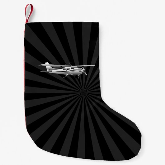 Petite Chaussette De Noël Éclat volant de noir de silhouette de Cessna (Devant)