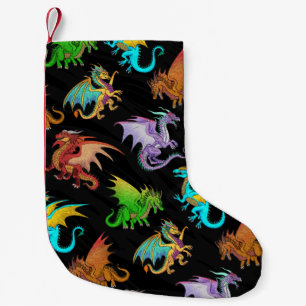 Petite Chaussette De Noël École colorée de dragons d'arc-en-ciel