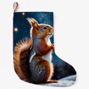 Petite Chaussette De Noël Écureuil roux dans la neige