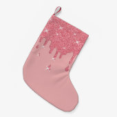 Petite Chaussette De Noël Effet Parties scintillant rose et étincelles (Devant (Accrochage))