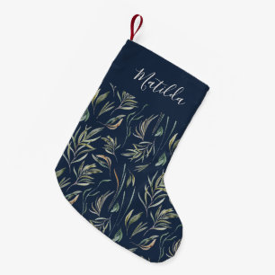 Petite Chaussette De Noël Elégant bleu marine moderne minimaliste script bot