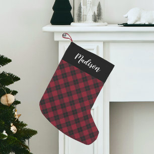 Petite Chaussette De Noël Elégant Burgundy Plaid Personnalisé