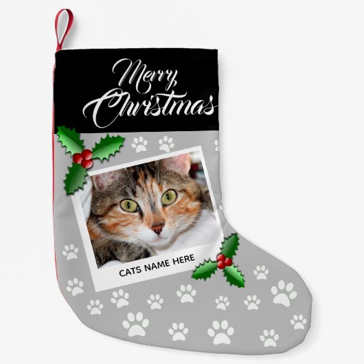 Petite Chaussette De Noël Élégant chat personnalisé (Devant)
