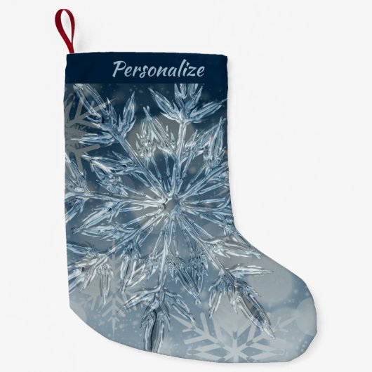 Petite Chaussette De Noël Élégant Cristal de glace Flocon de neige Noël (Devant)