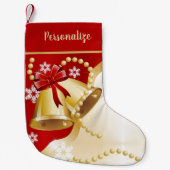 Petite Chaussette De Noël Elégant Gold Bells & Pearles Noël (Devant)