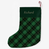 Petite Chaussette De Noël Elegant Green Plaid Personalized  (Dos)