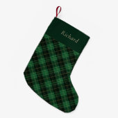 Petite Chaussette De Noël Elegant Green Plaid Personalized  (Devant (Accrochage))