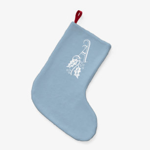 Petite Chaussette De Noël ELÉGANT HIVER Frost Blue Holly Monogramme