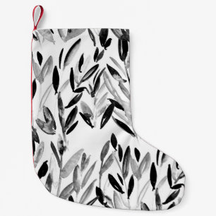 Petite Chaussette De Noël Élégant monochrome : Motif Feuille naturel