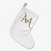 Petite Chaussette De Noël Élégant Monogramme noir et or Nom du script (Devant (Accrochage))