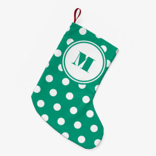 Petite Chaussette De Noël Élégant Motif de monogramme vert