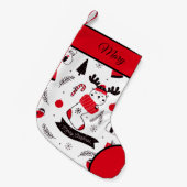 Petite Chaussette De Noël Élégant motif de Noël chic (Devant (Accrochage))