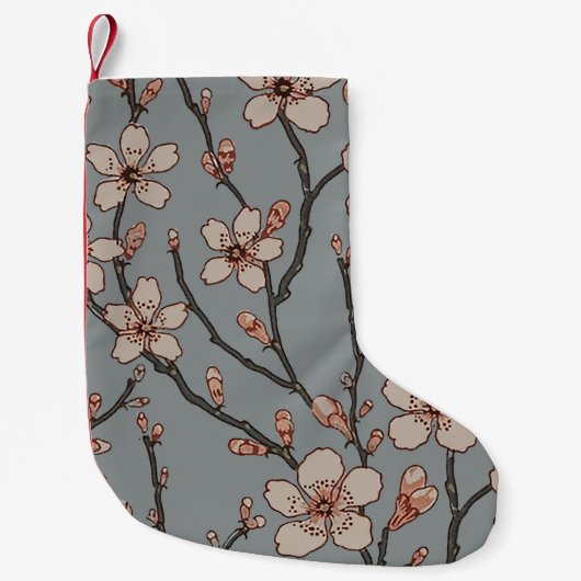 Petite Chaussette De Noël Élégant Motif Fleur rose Douce Fleur Fleur de Ceri (Devant)
