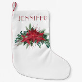 Petite Chaussette De Noël Élégant Noël Rouge Poinsettia (Devant)