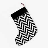 Petite Chaussette De Noël Élégant noir et blanc rayures Motif Nom (Dos (Accrochage))