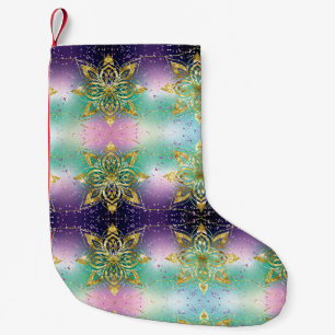 Petite Chaussette De Noël Élégant Pink violet vert vacances Snowflakes étoil