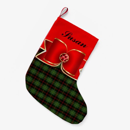 Petite Chaussette De Noël Élégant plan et bijouterie avec nom (Devant (Accrochage))