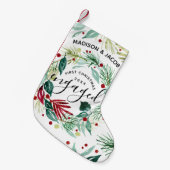 Petite Chaussette De Noël Élégant premier Noël Engagé Verdure Wreath (Devant (Accrochage))